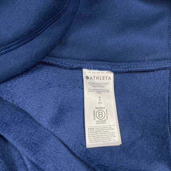 NEW Athleta Cozy Karma Asym Pullover Size Small Blue Soft Wrap Zip Neck - Picture 9 of 11